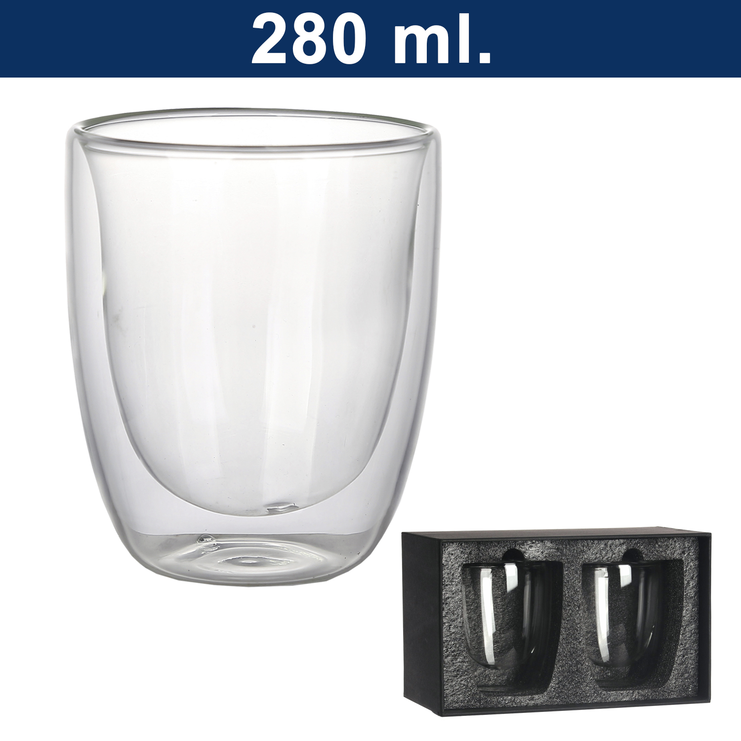 Set de 2 vasos de vidrio doble pared M4