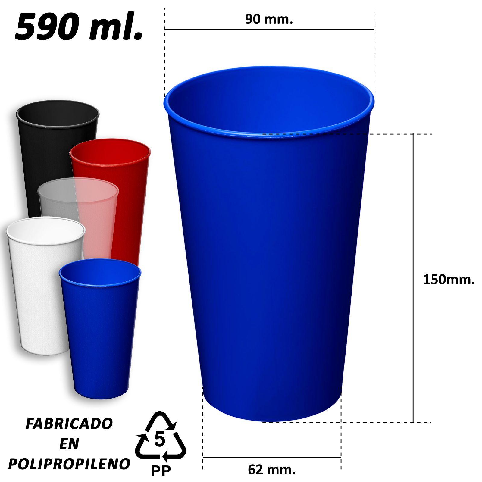 Vaso Plástico Reutilizable Liso M151